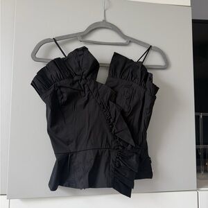 Zara Chic Black Ruffle Detail Crop Top